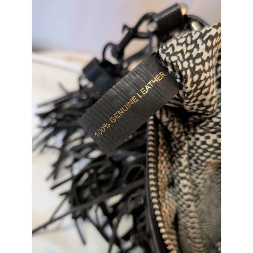 Rebecca Minkoff Fringe Black Crossbody Hippie Boho Leather Bag Purse - Picture 10 of 12